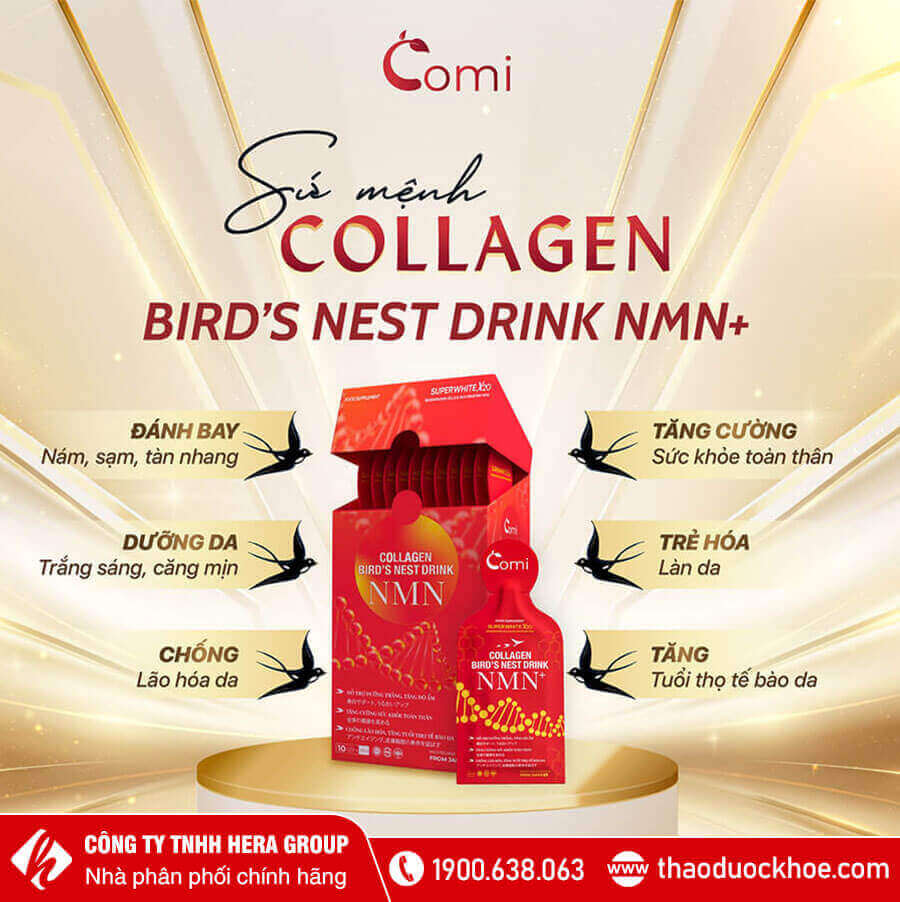 Công dụng nước uống Collagen yến NMN Comi chính hãng thaoduockhoe.com