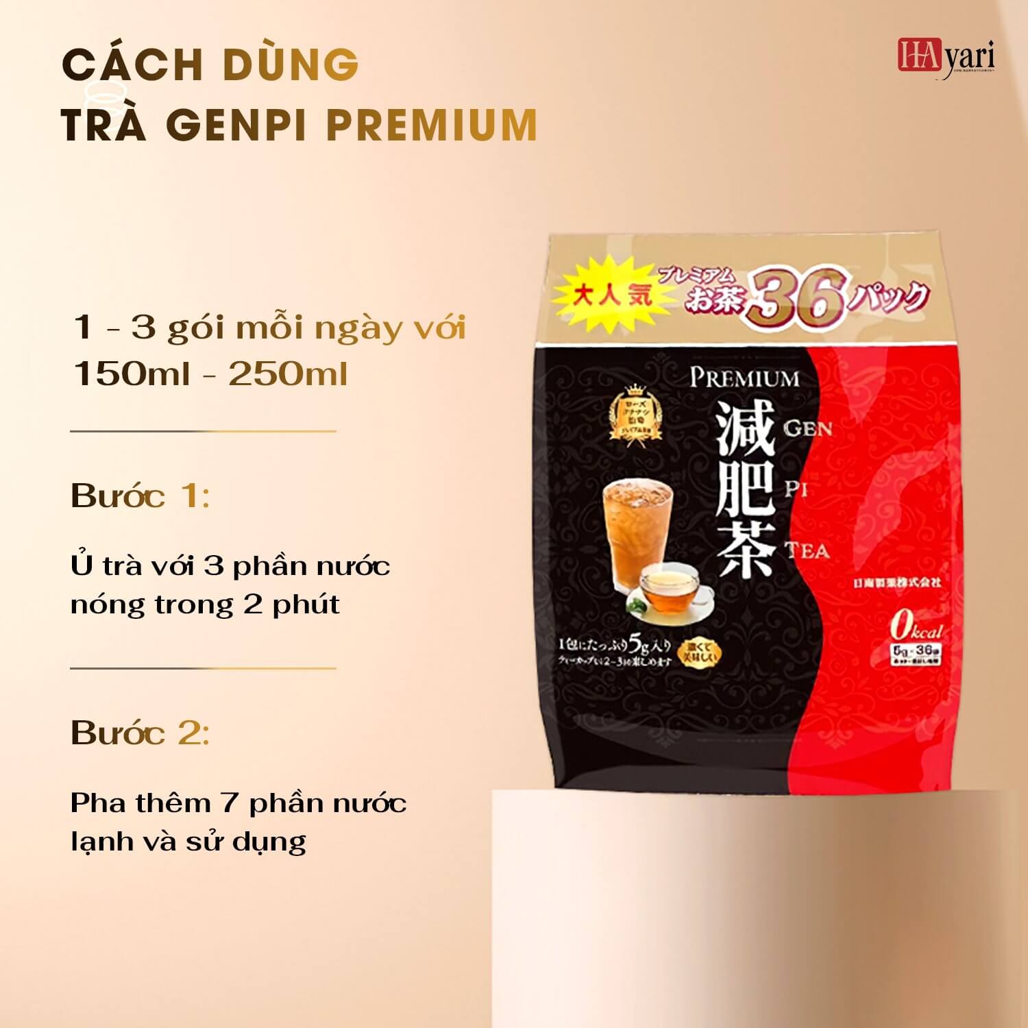 Cách dùng trà giảm cân thải độc Premium Genpi Hayari thaoduockhoe.com