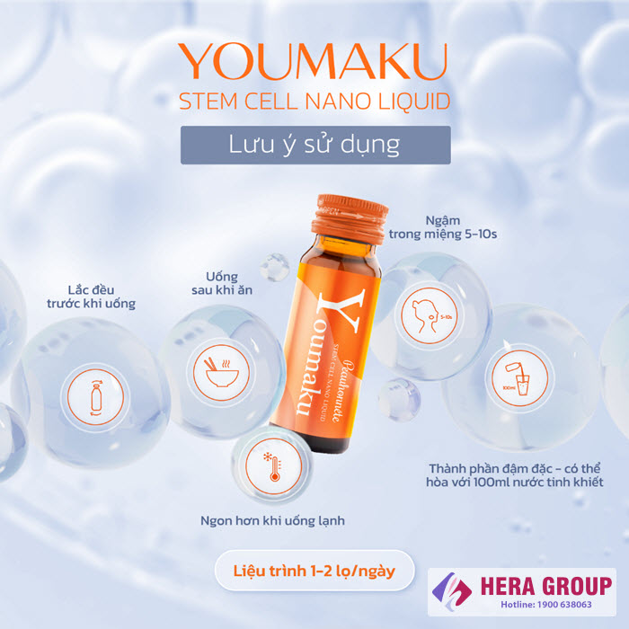 Lưu ý sử dụng Nước uống Youmaku Stem Cell Nano Liquid - Thức uống hoa hậu